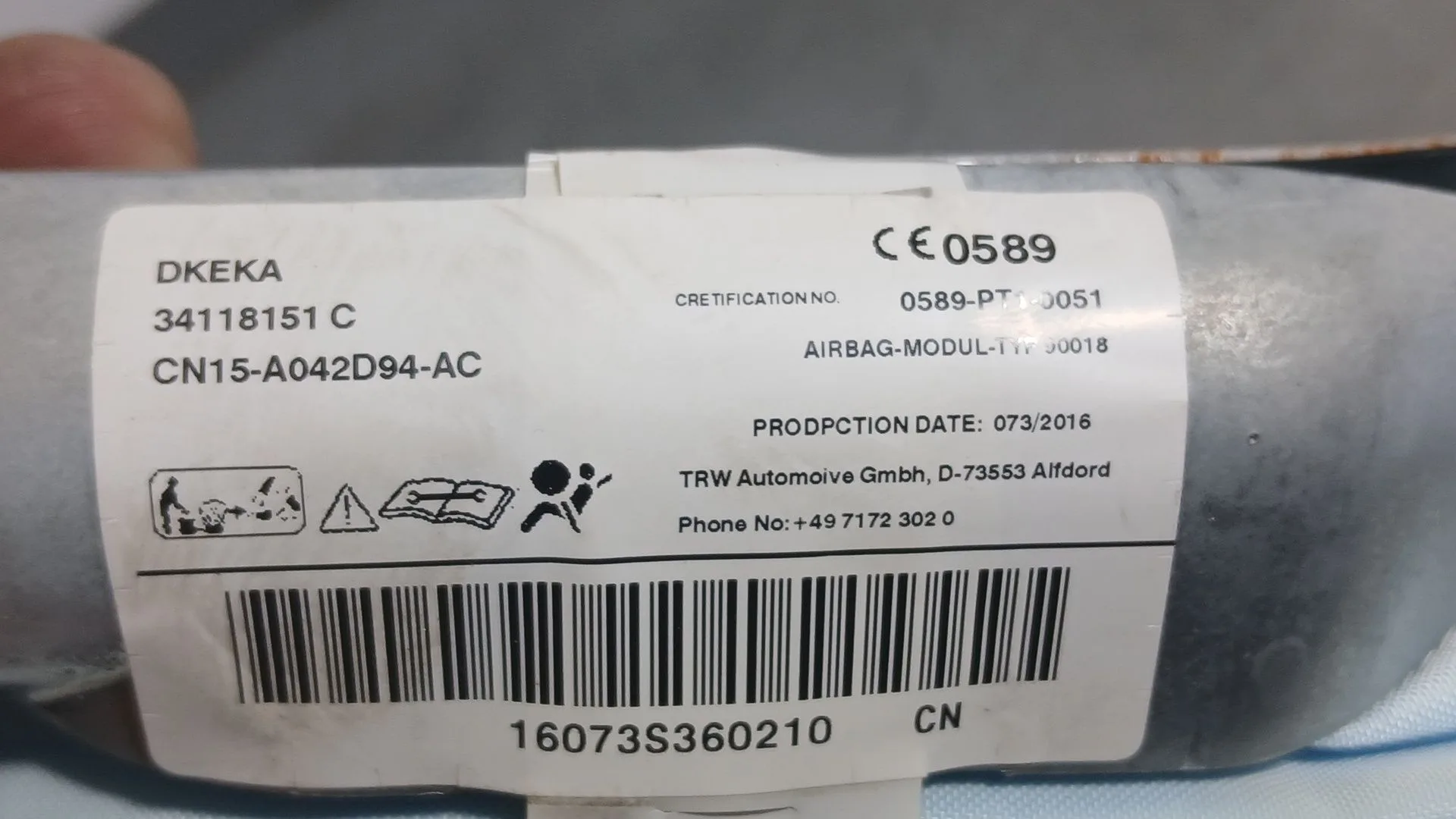 Airbag Cortina Delantero Derecho para Ford Ecosport