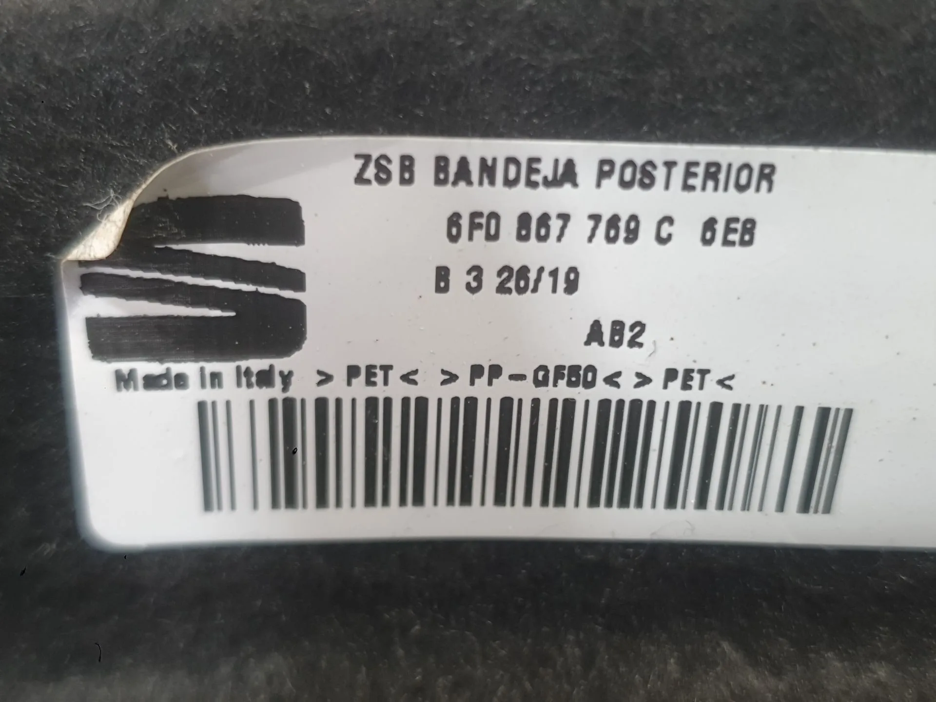 Bandeja Trasera para Seat Ibiza V (Kj1, Kjg)
