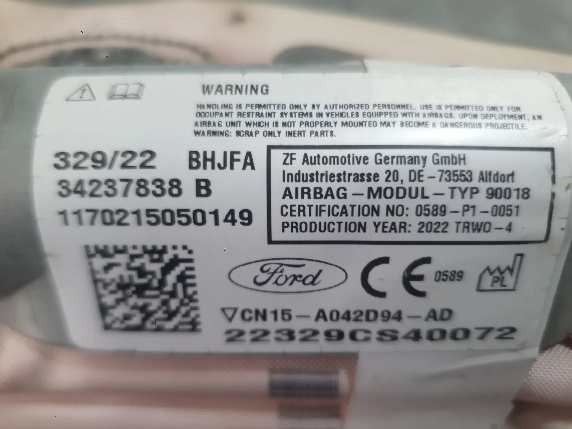 Airbag Cortina Delantero Derecho para Ford Ecosport