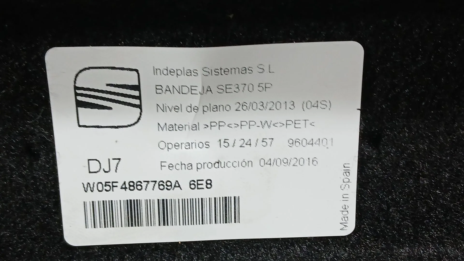 Bandeja Trasera para Seat Leon St (5F8)