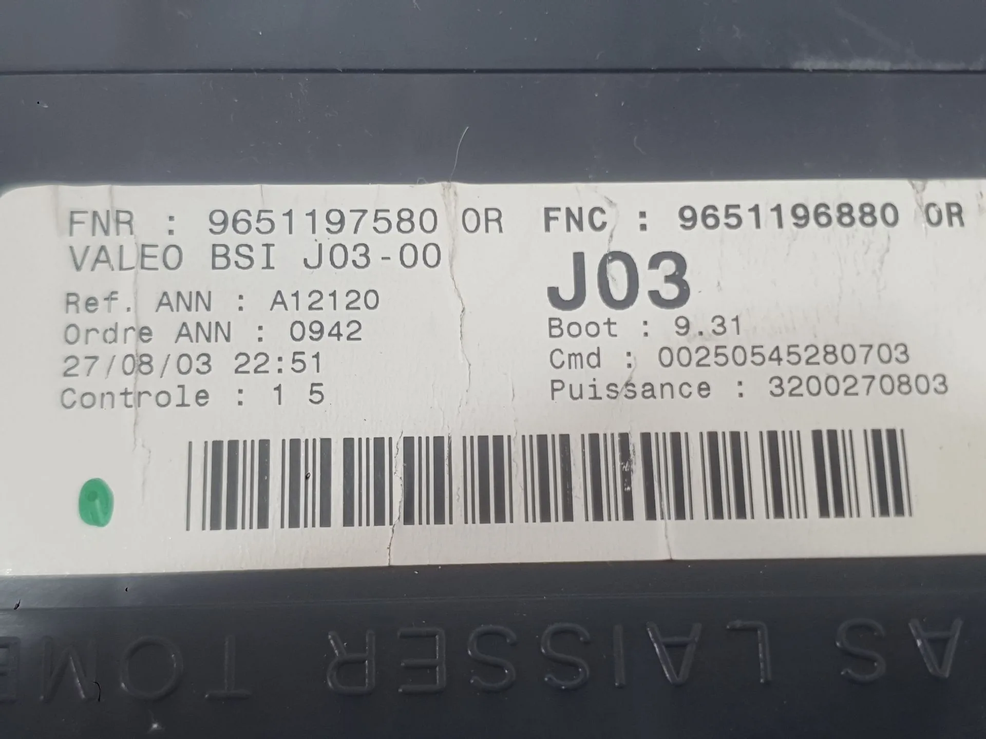 Caja Reles / Fusibles para Peugeot 307 Sw (3H)