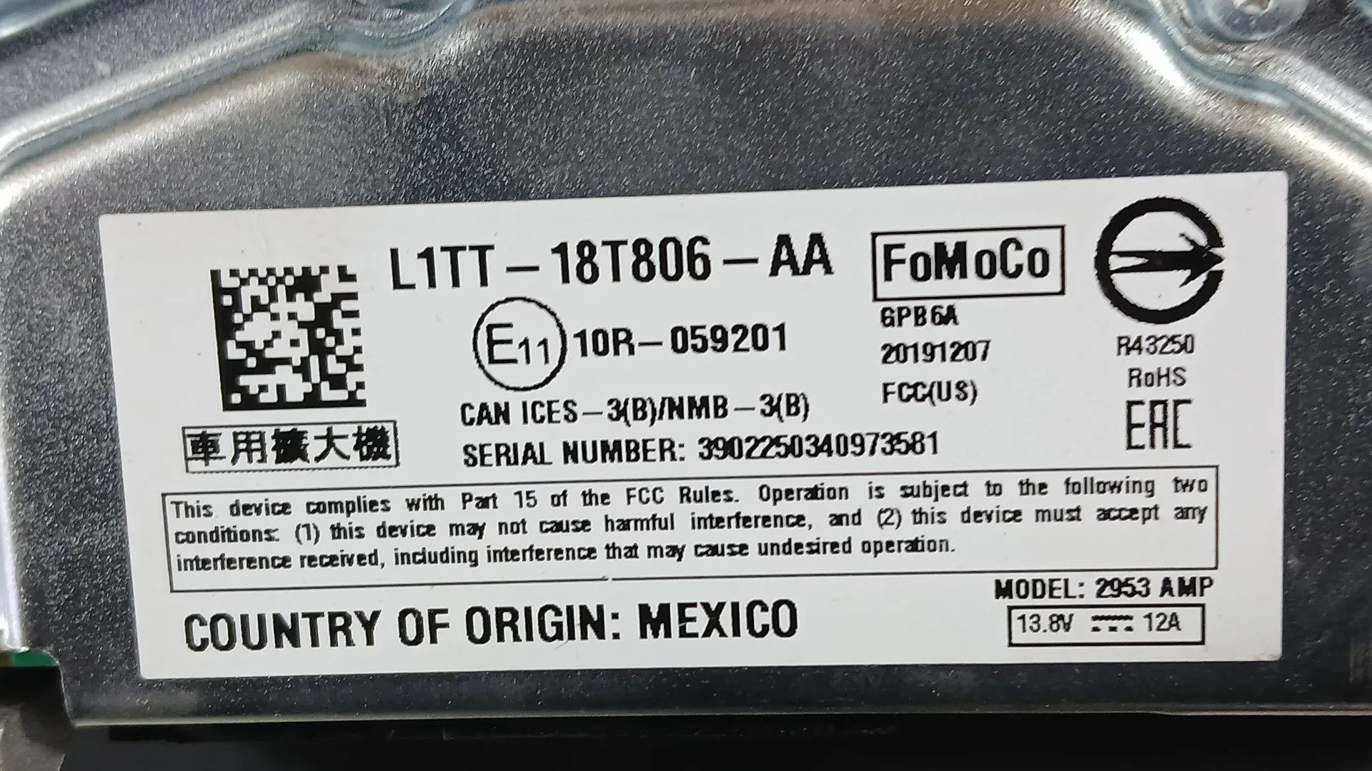 Amplificador Radio para Ford Puma (J2K, Cf7)