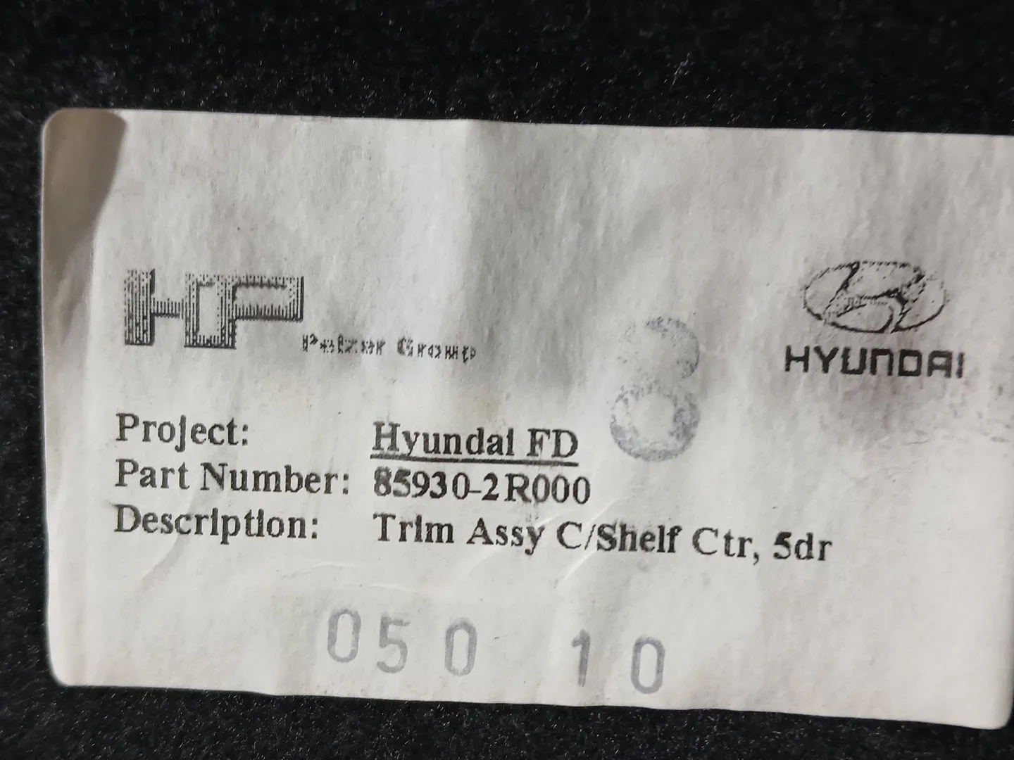 Bandeja Trasera para Hyundai I30 (Fd)