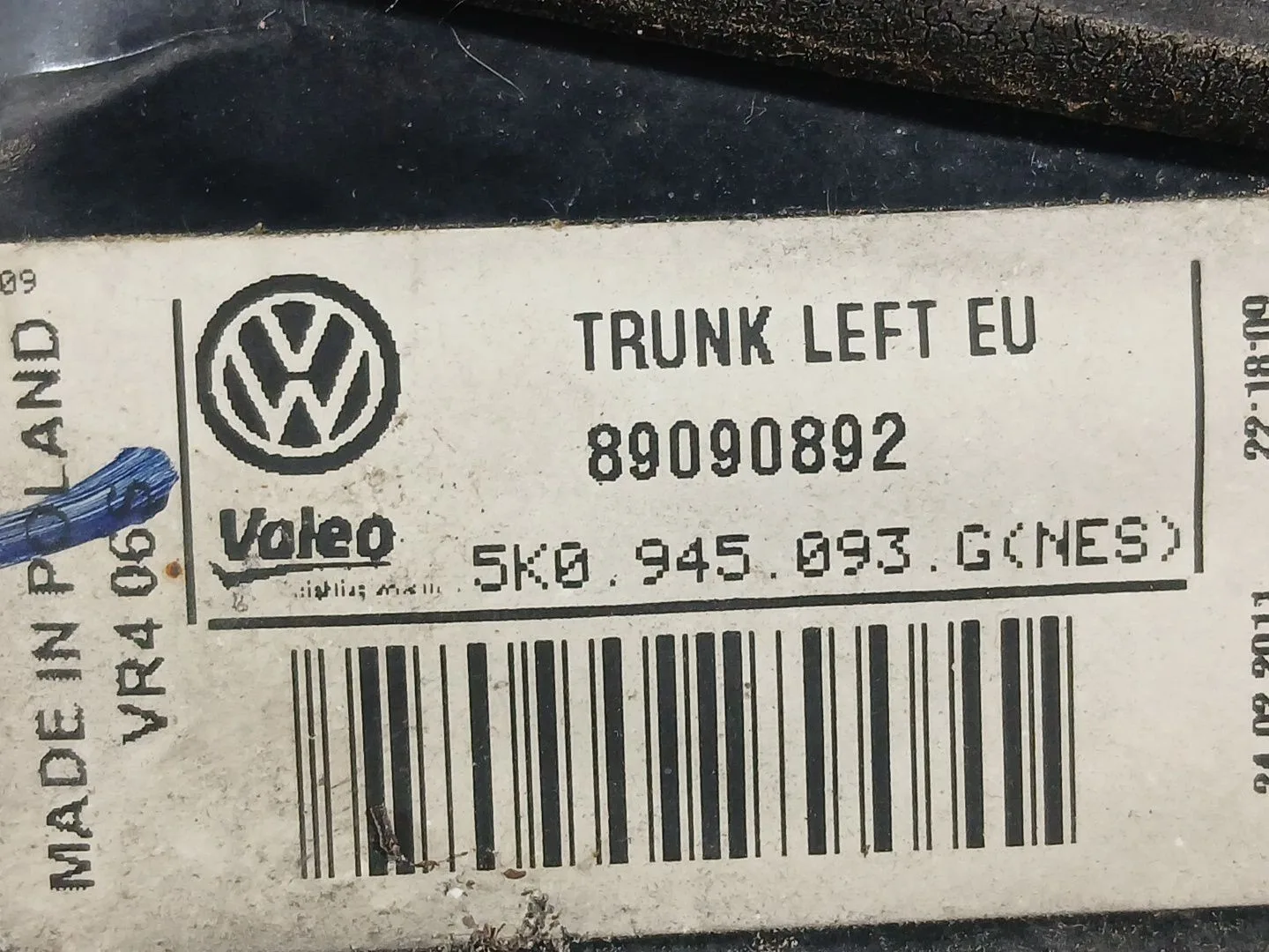 Piloto Trasero Derecho Interior para Volkswagen Golf Plus V (5M1, 521)