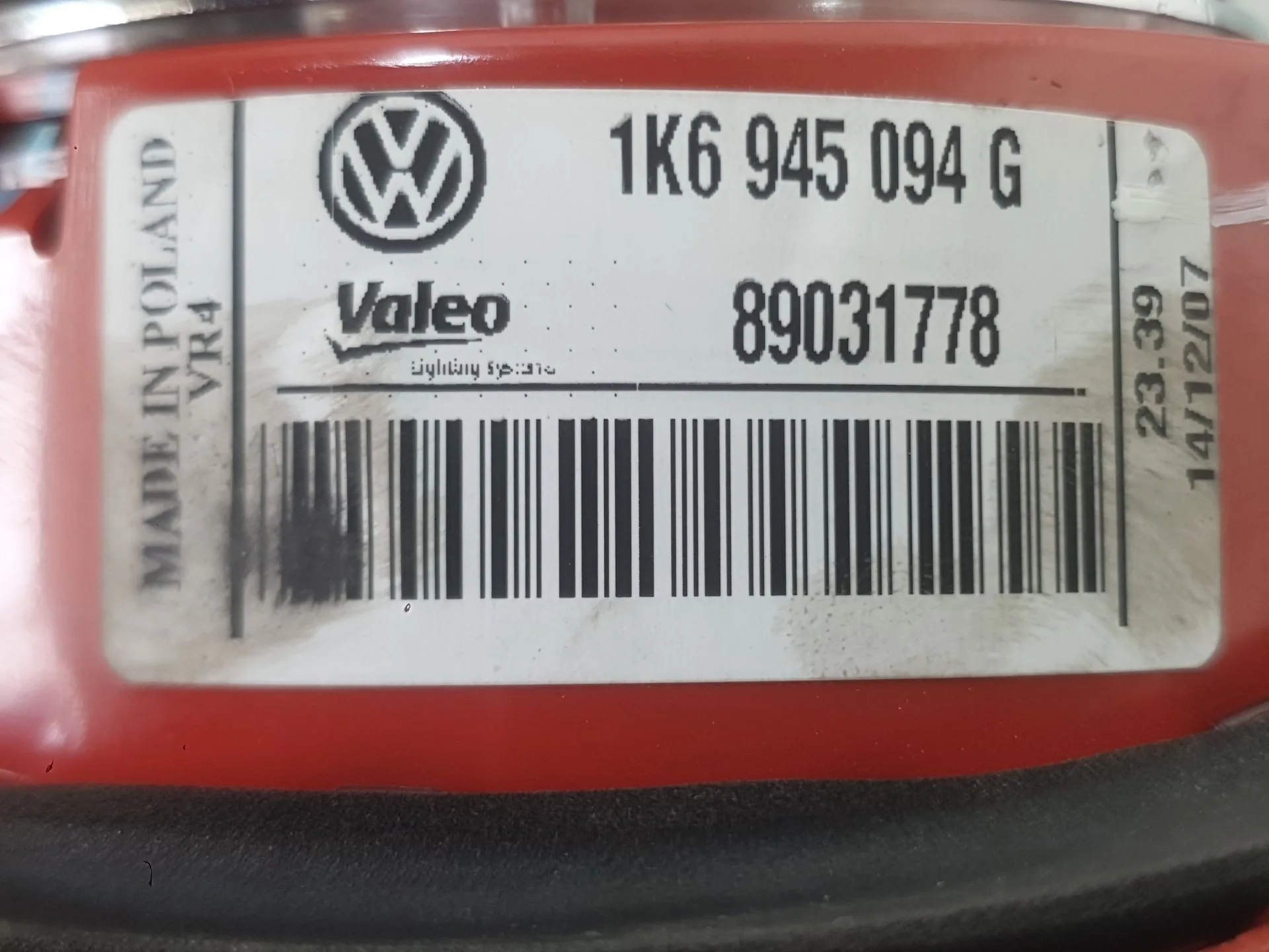 Piloto Trasero Derecho Interior para Volkswagen Golf V (1K1)