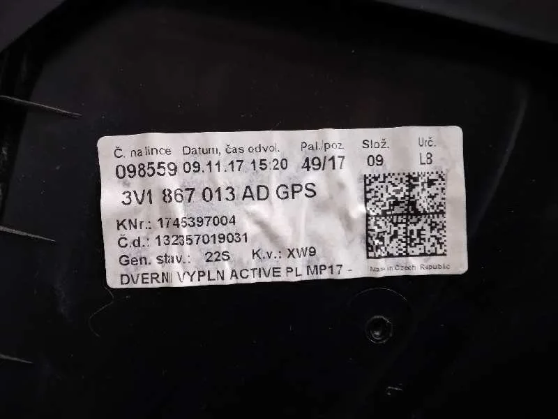 Guarnecido Puerta Delantera Izquierda para Skoda Superb (3V3)
