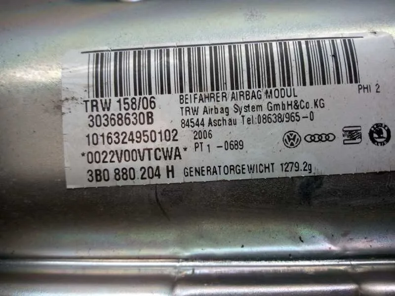 Airbag Delantero Derecho para Skoda Superb (3U4)