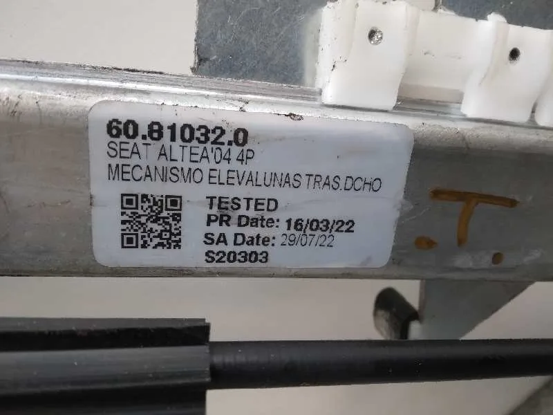 Elevalunas Trasero Derecho para Seat Toledo (5P2)