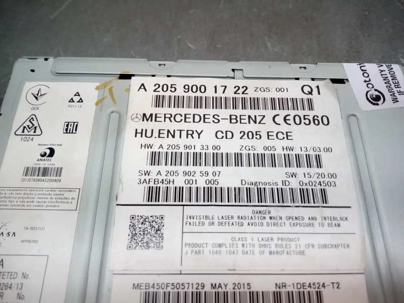 Sistema Audio / Radio Cd para Mercedes-Benz Clase C W205 C200 Bluetec