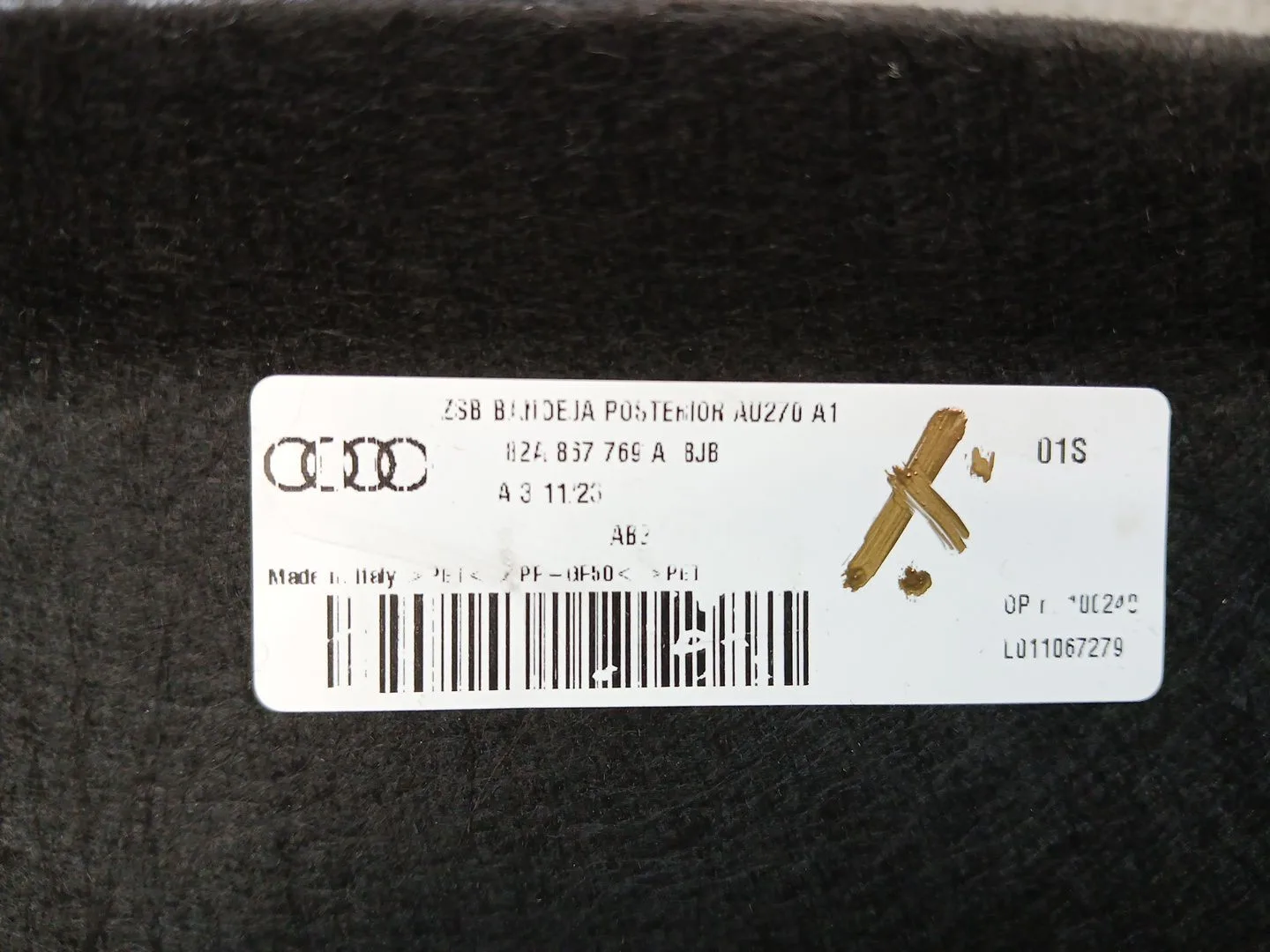 Bandeja Trasera para Audi A1 Sportback (Gba)