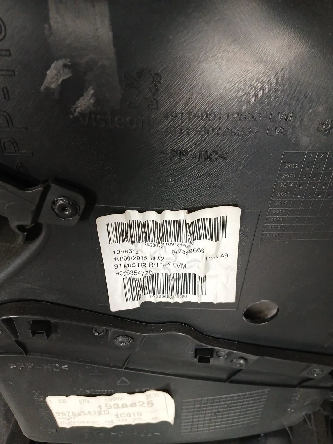 Guarnecido Puerta Trasera Derecha para Peugeot 208 I (Ca_, Cc_)