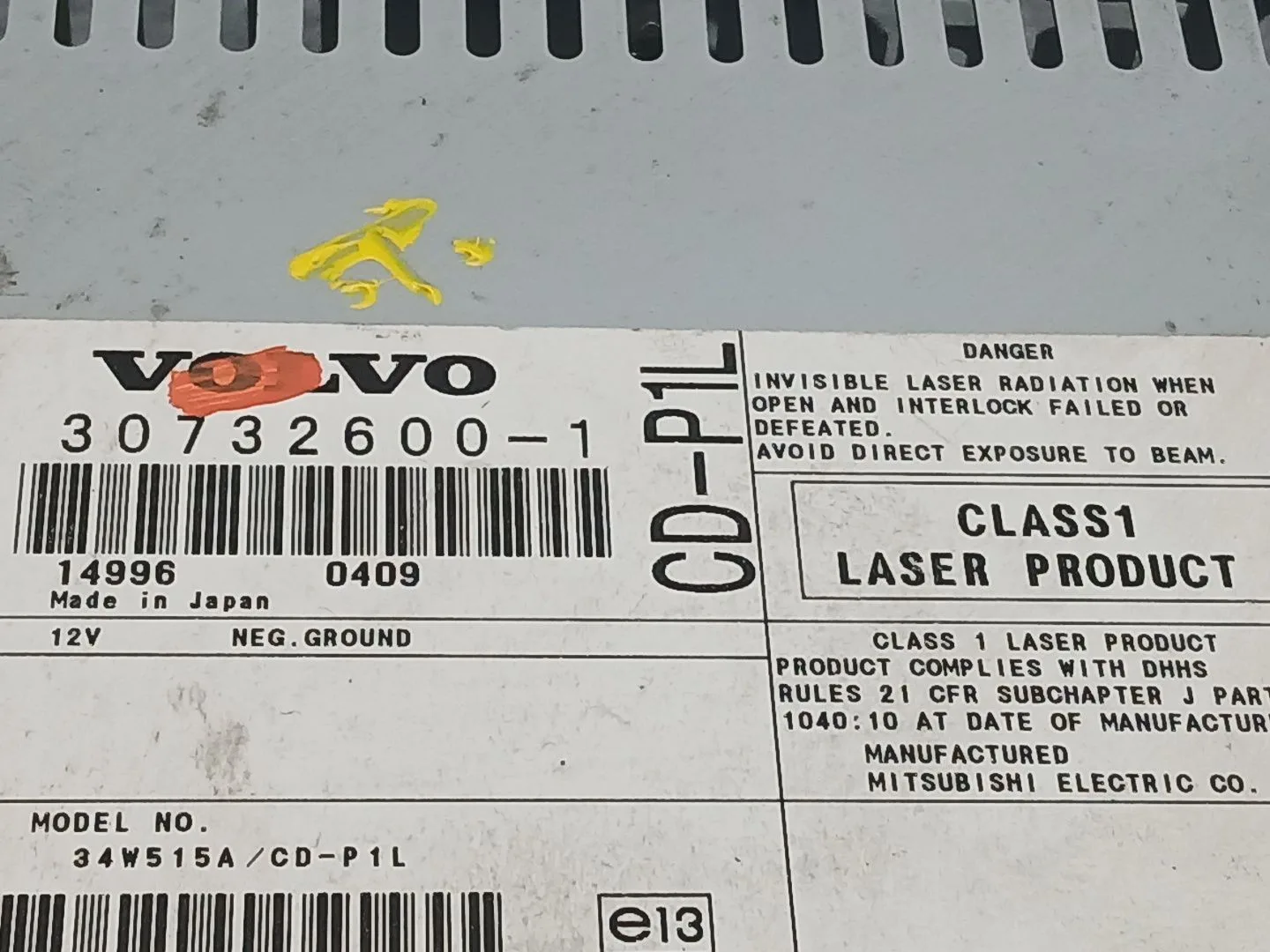 Sistema Audio / Radio Cd para Volvo V50 Familiar