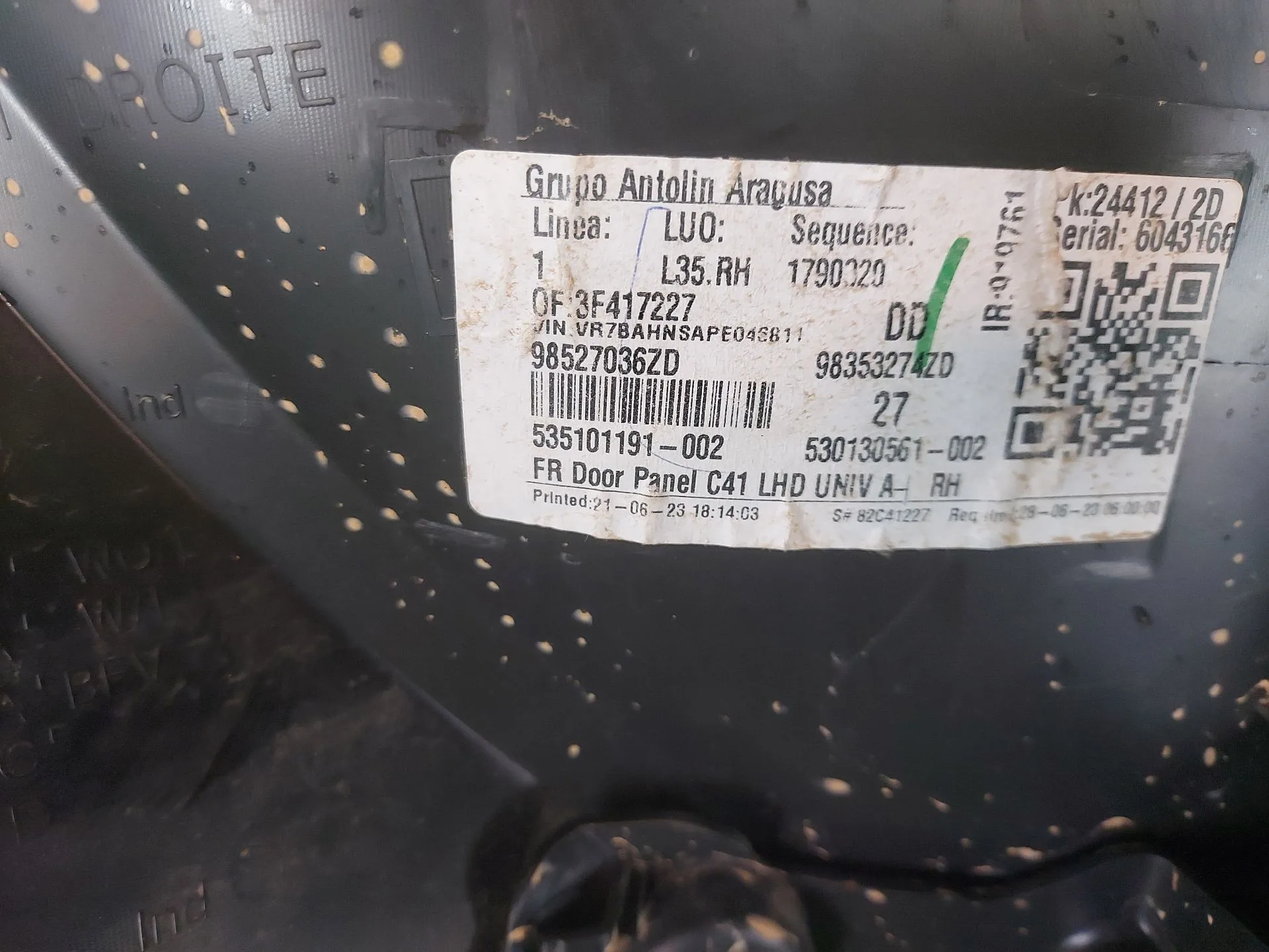 Guarnecido Puerta Delantera Derecha para Citroën C4 Iii (Ba_, Bb_, Bc_)
