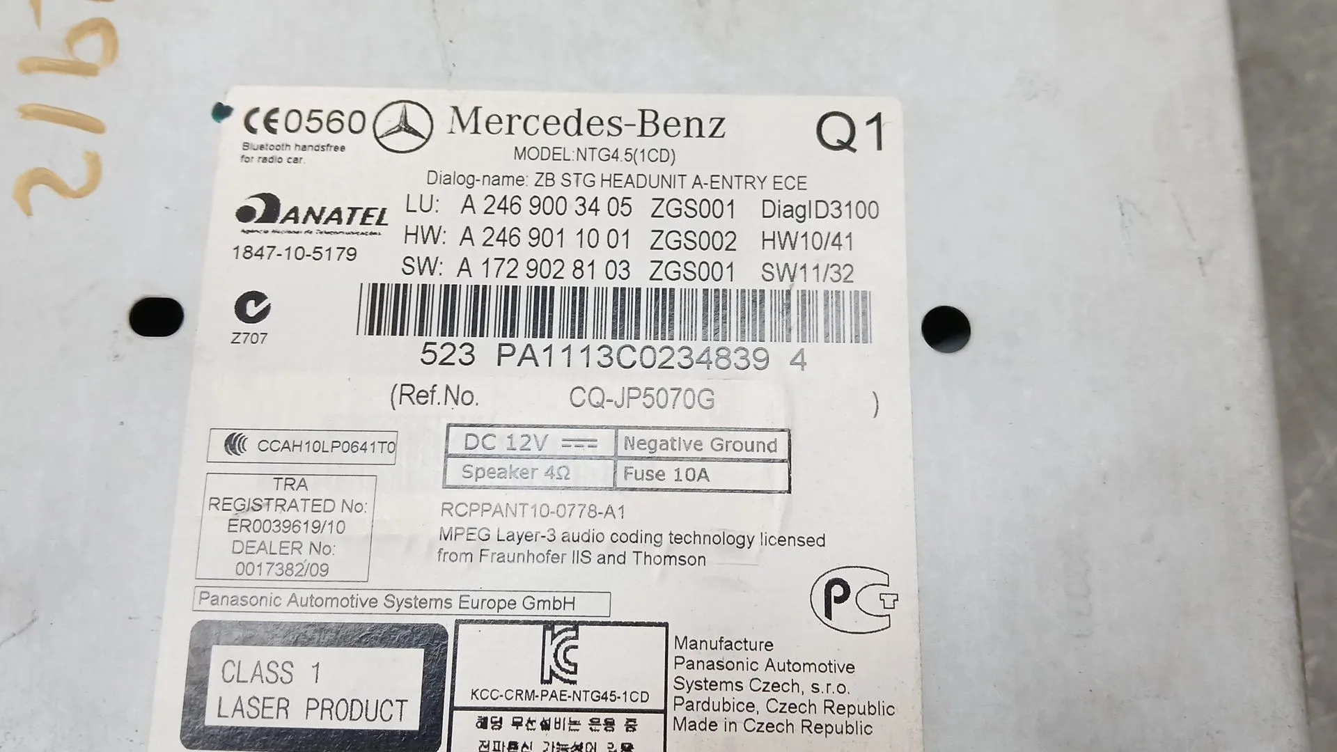 Sistema Audio / Radio Cd para Mercedes-Benz Clase B Sports Tourer (W246, W242)