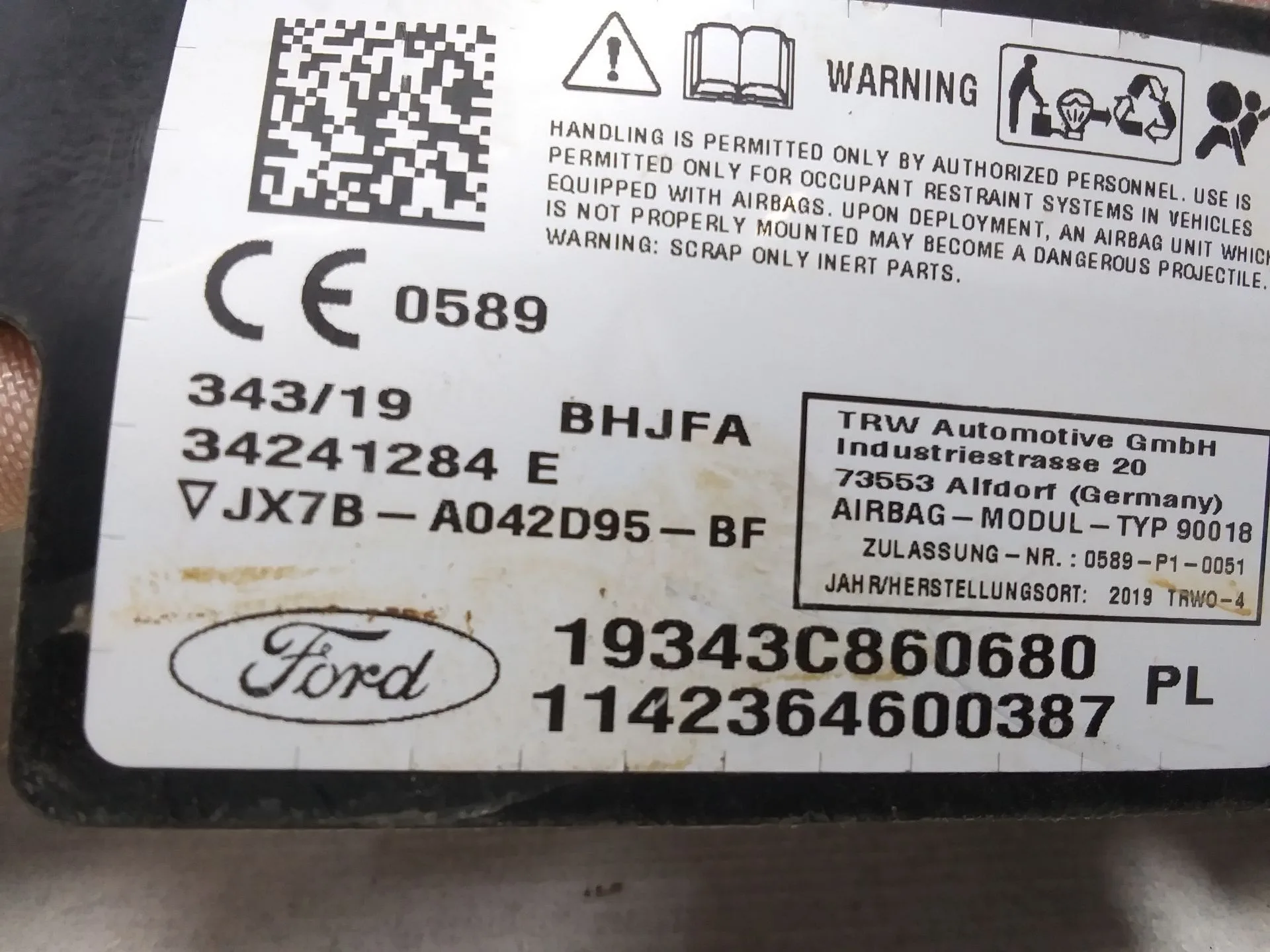 Airbag Cortina Delantero Izquierdo para Ford Focus Iv Turnier (Hp)