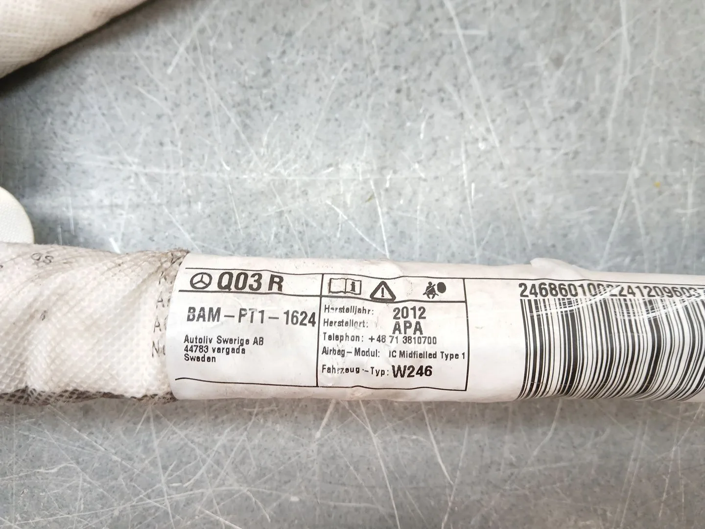 Airbag Cortina Delantero Derecho para Mercedes-Benz Clase B (W246)