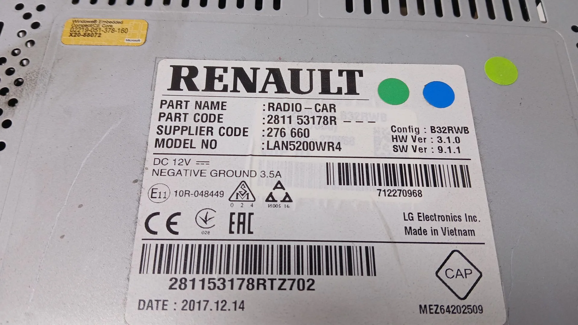 Sistema Audio / Radio Cd para Dacia Duster (Hm_)