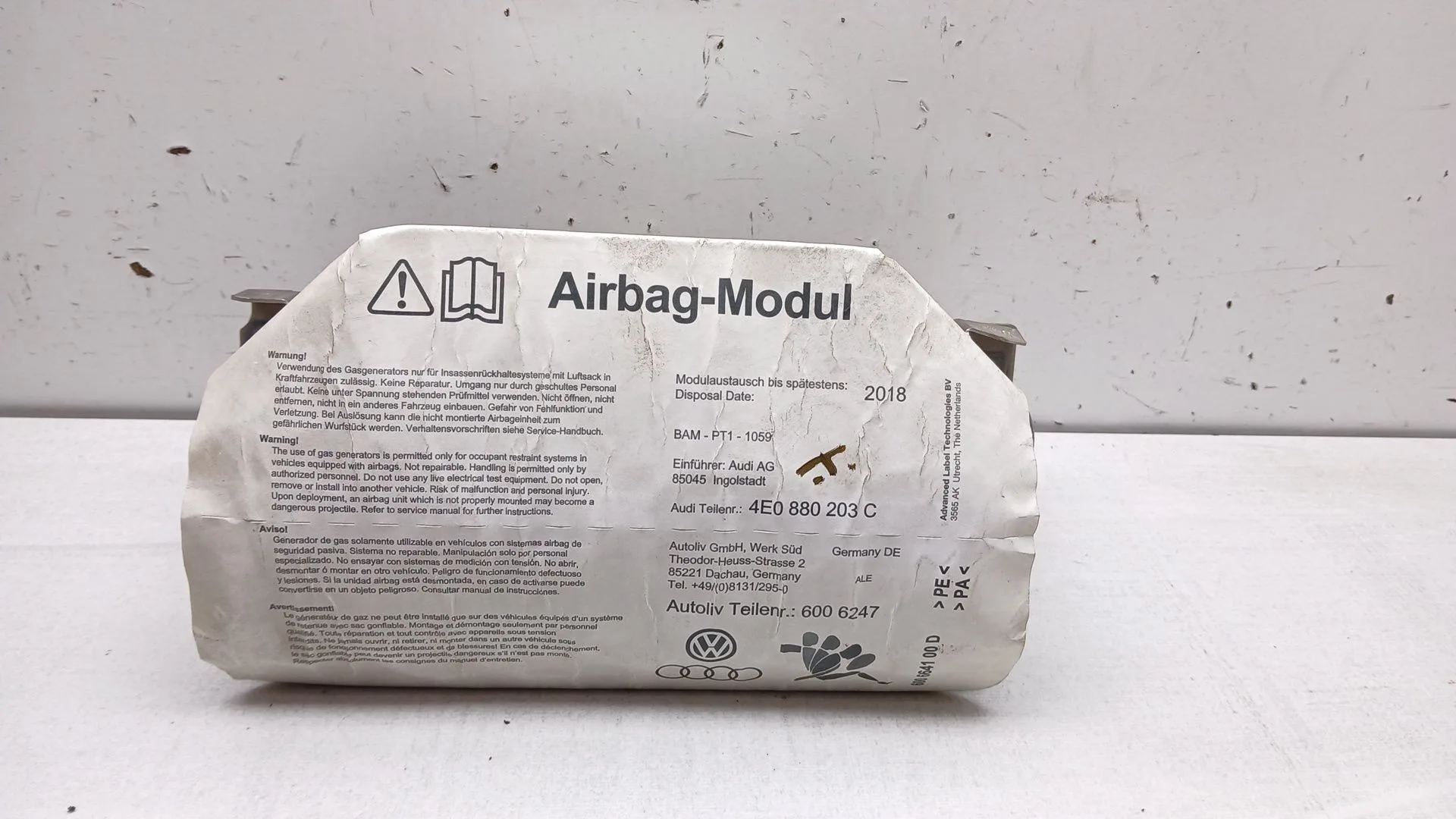 Airbag Delantero Derecho para Audi A8 (4E2)