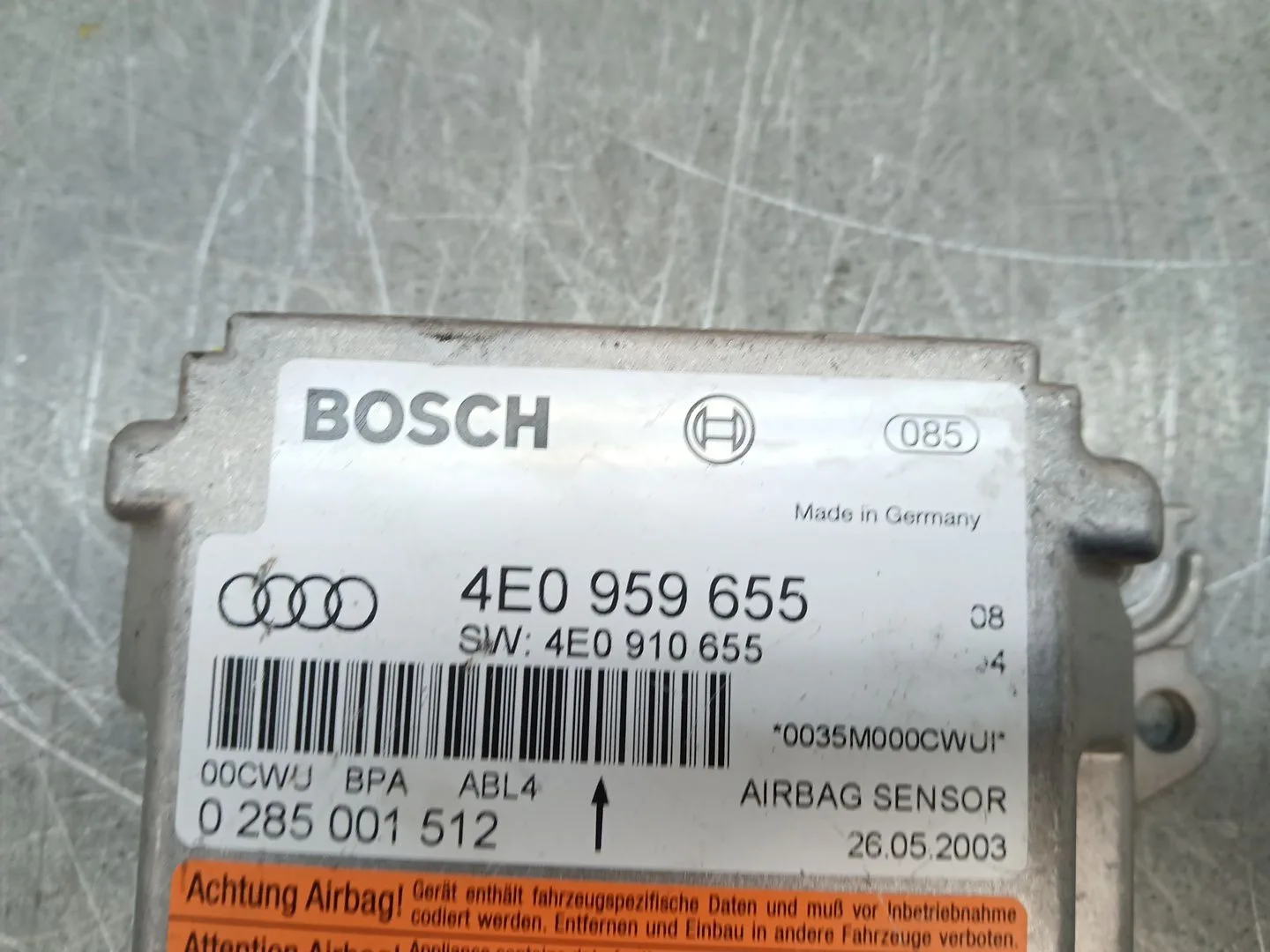 Centralita Airbag para Audi A8 (4E2)