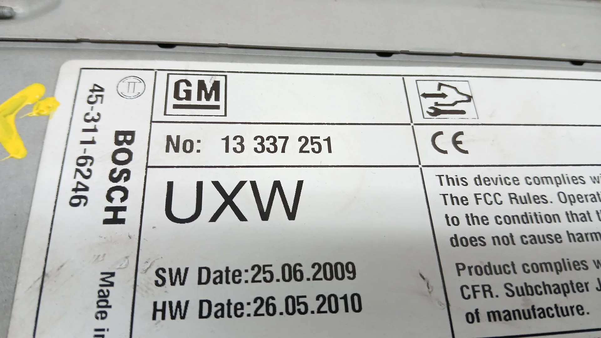Sistema Audio / Radio Cd para Chevrolet Cruze (J300)