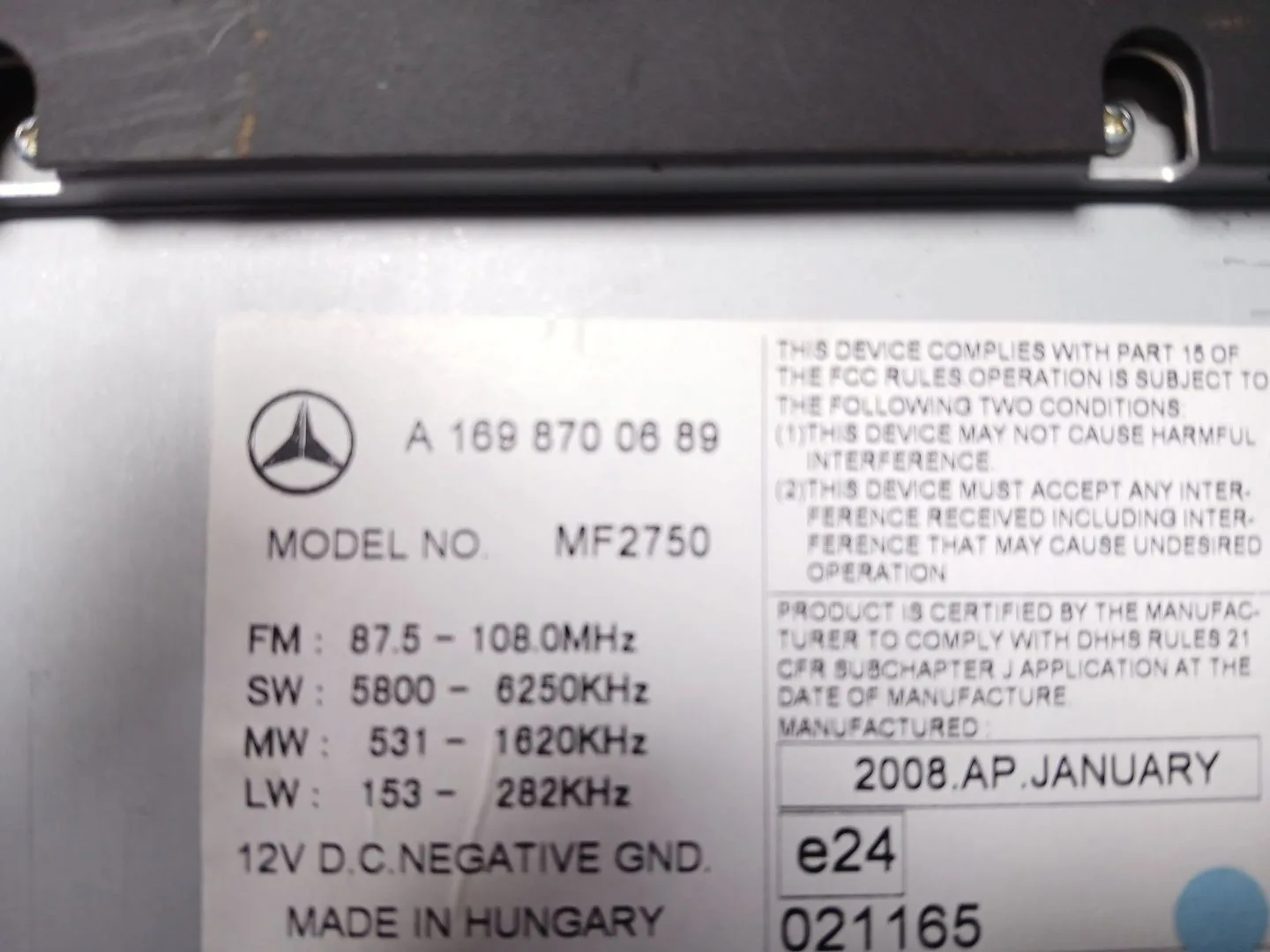 Sistema Audio / Radio Cd para Mercedes-Benz Clase B Sports Tourer (W245)