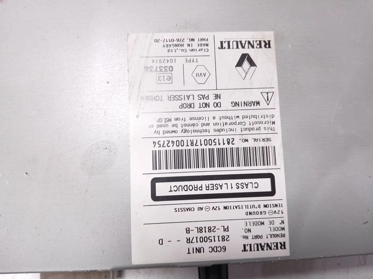 Sistema Audio / Radio Cd para Renault Laguna Iii (Bt0/1)