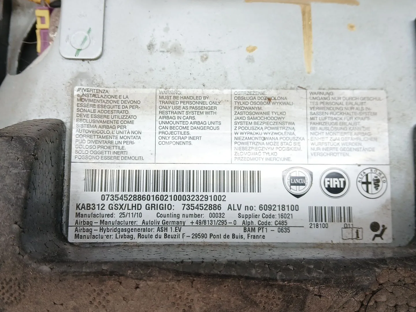 Airbag Lateral Delantero Izquierdo para Fiat 500 (312_)