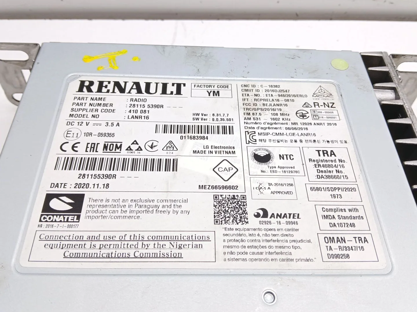 Sistema Audio / Radio Cd para Renault Kadjar (Ha_, Hl_)
