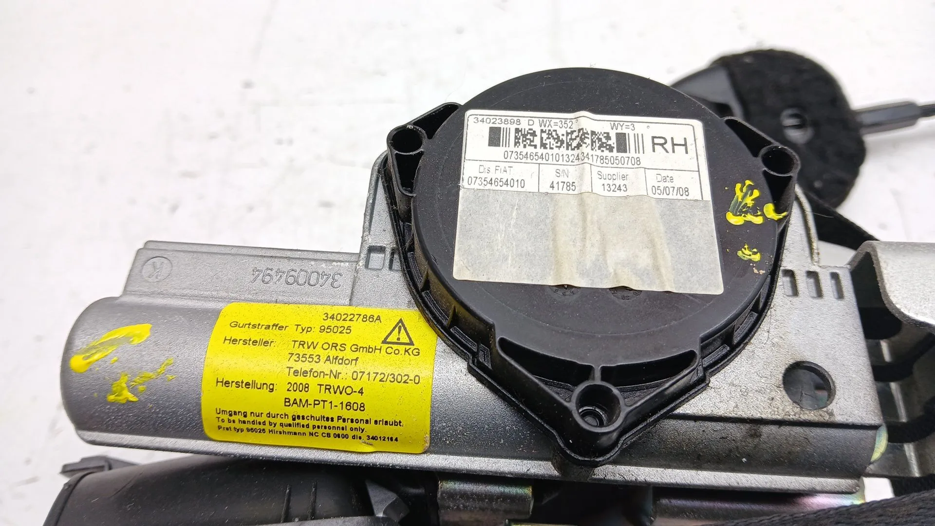 Cinturon Seguridad Delantero Derecho para Fiat 500 (312_)