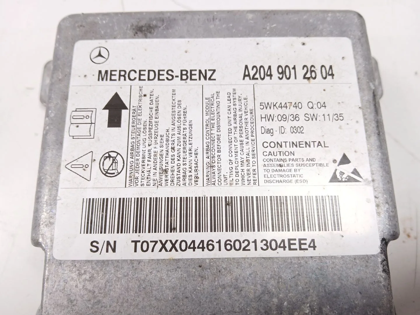 Centralita Airbag para Mercedes-Benz Clase C (W204)