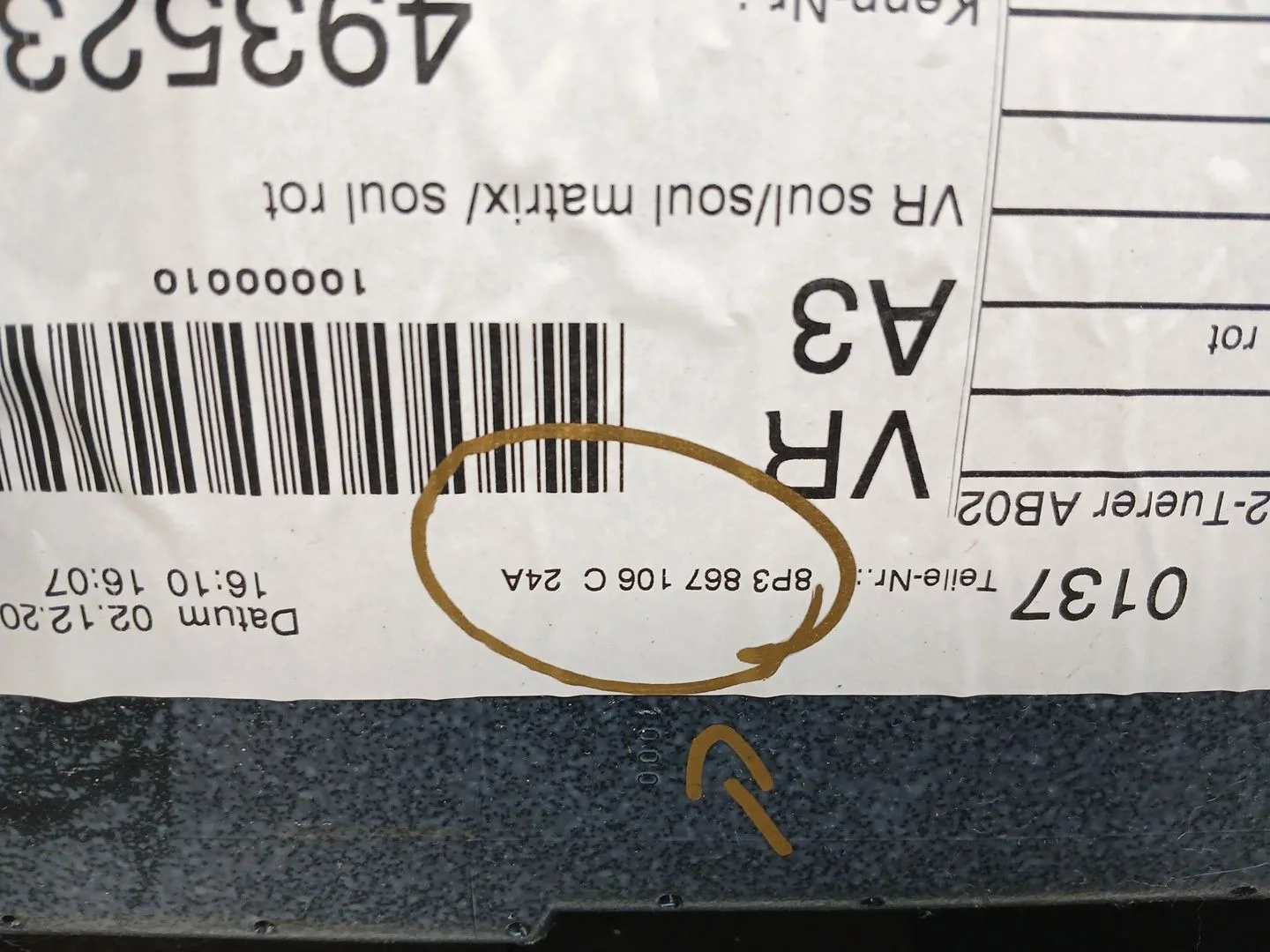 Guarnecido Puerta Delantera Derecha para Audi A3 (8P1)