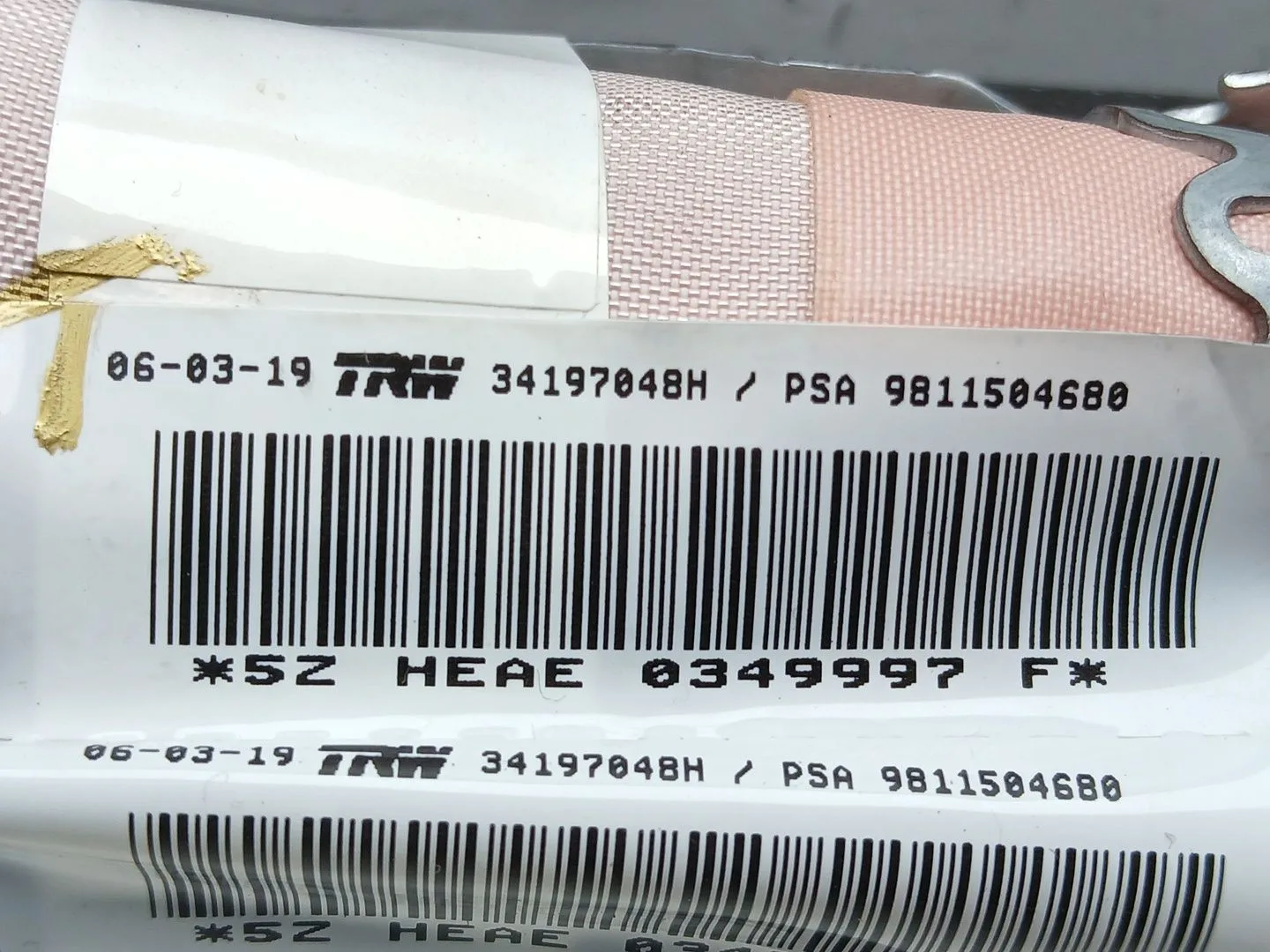 Airbag Cortina Delantero Izquierdo para Peugeot 3008 Ii Suv (Mc_, Mr_, Mj_, M4_)