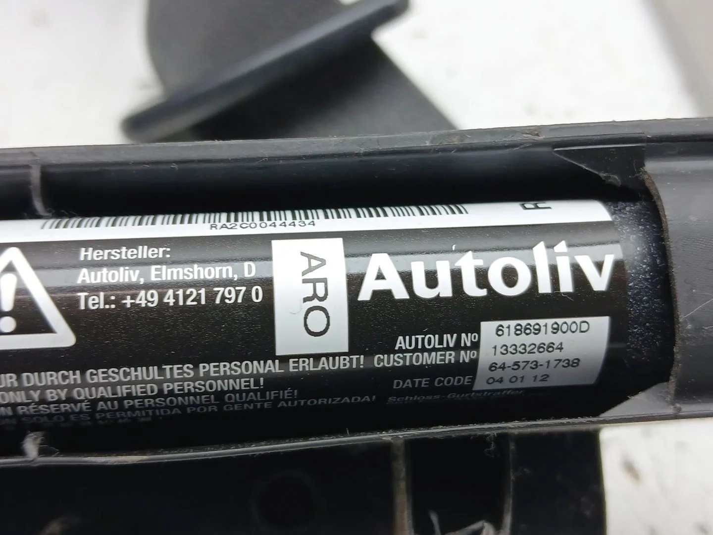 Cinturon Seguridad Delantero Derecho para Opel Astra J Sports Tourer (P10)