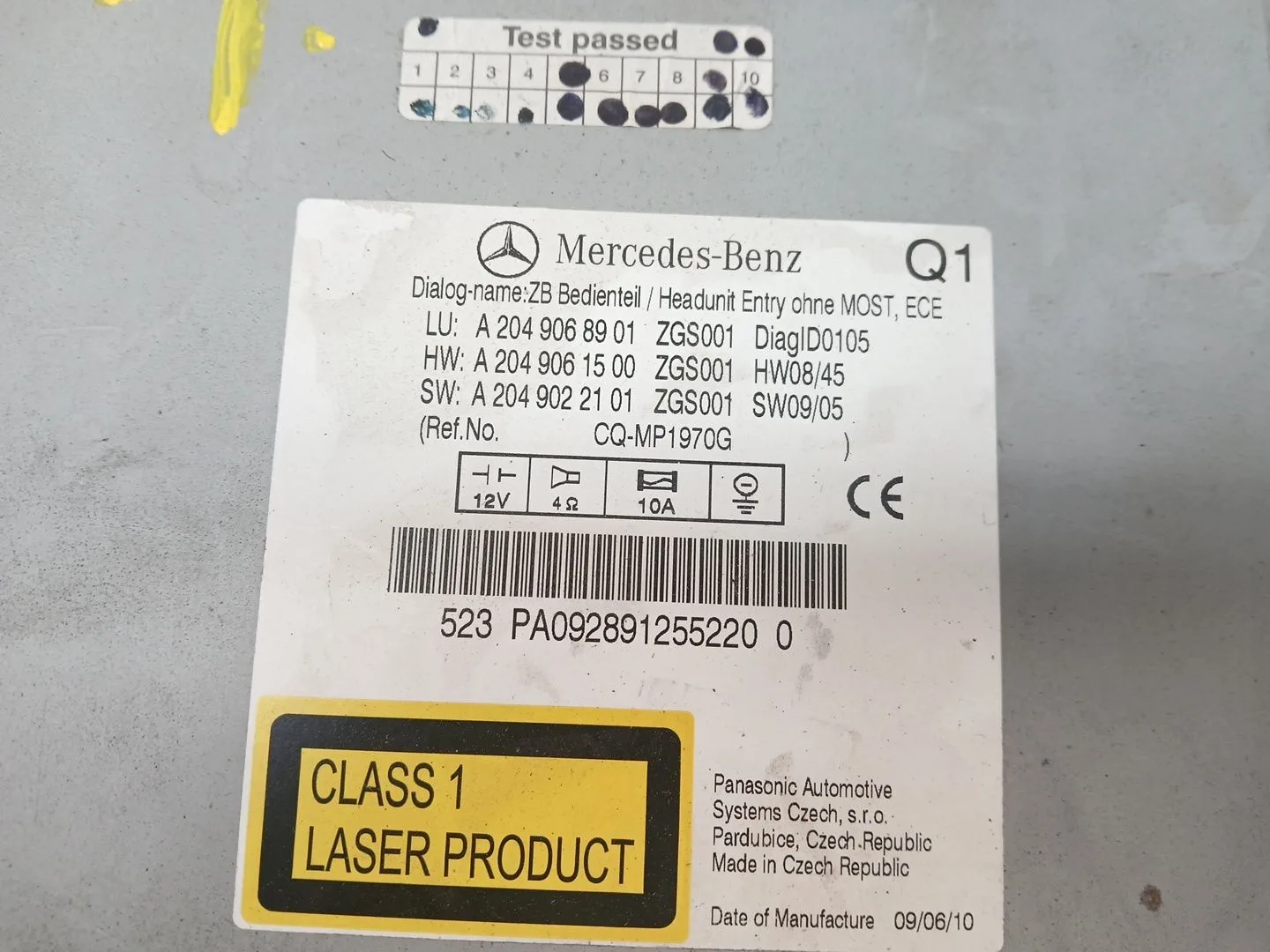 Sistema Audio / Radio Cd para Mercedes-Benz Clase C (W204)