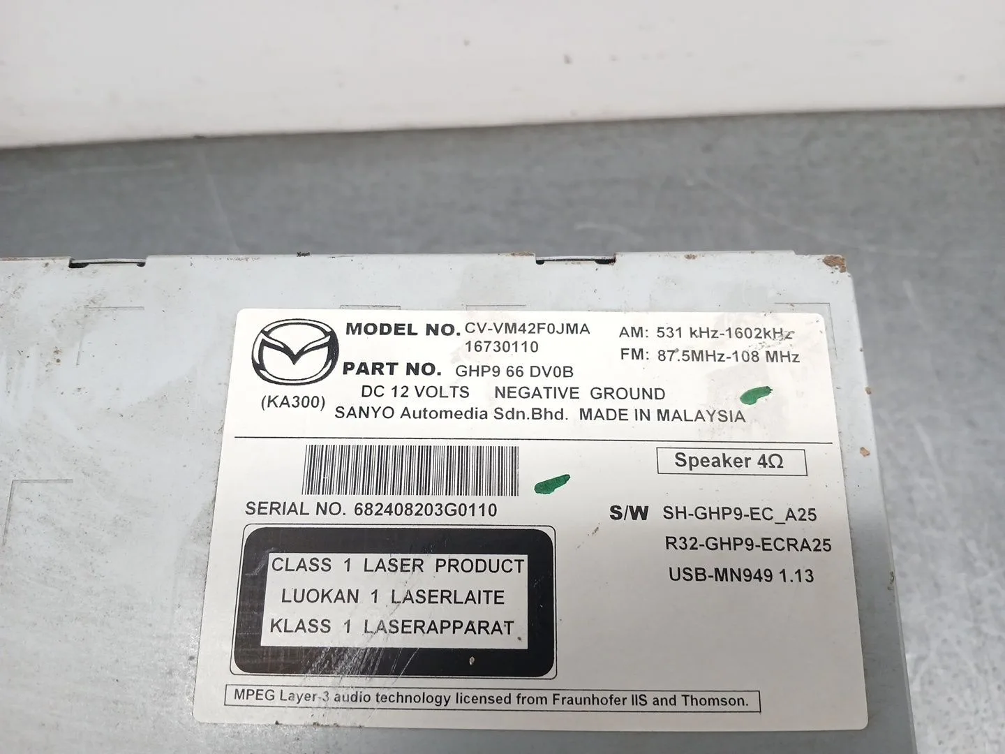 Sistema Audio / Radio Cd para Mazda Cx-5 (Ke, Gh)