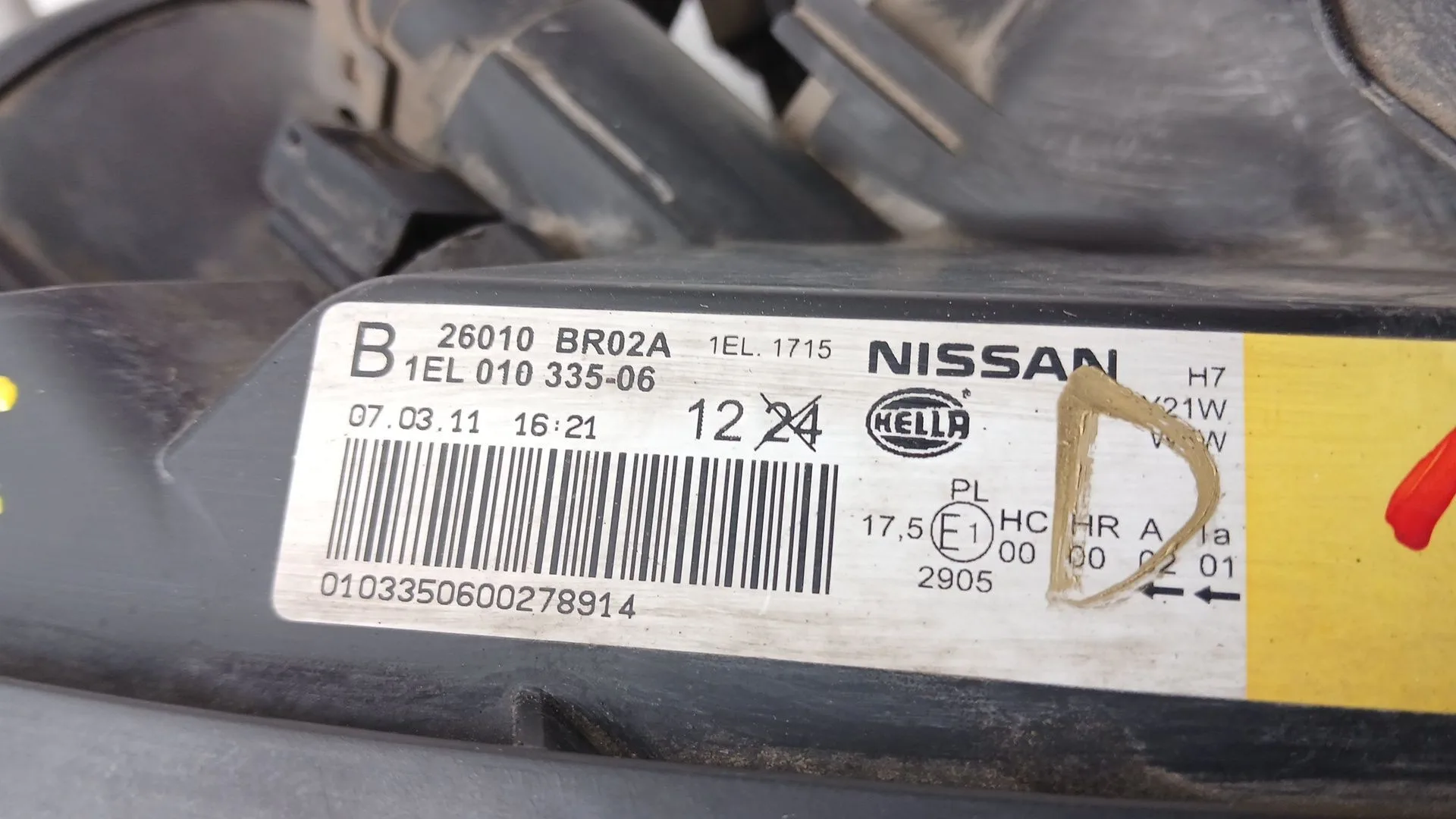 Faro Derecho para Nissan Qashqai I (J10, Nj10)