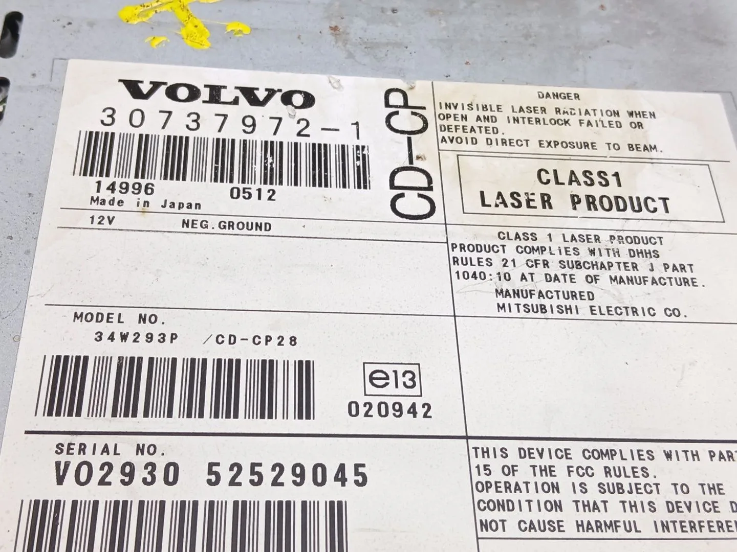 Sistema Audio / Radio Cd para Volvo Xc90 I (275)