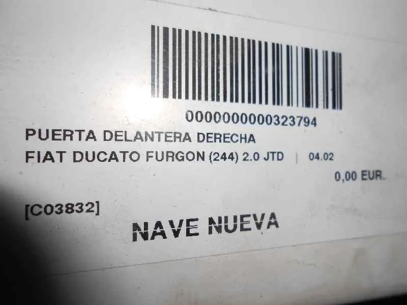Puerta Delantera Derecha para Fiat Ducato Caja Abierta (Desde 03.02)