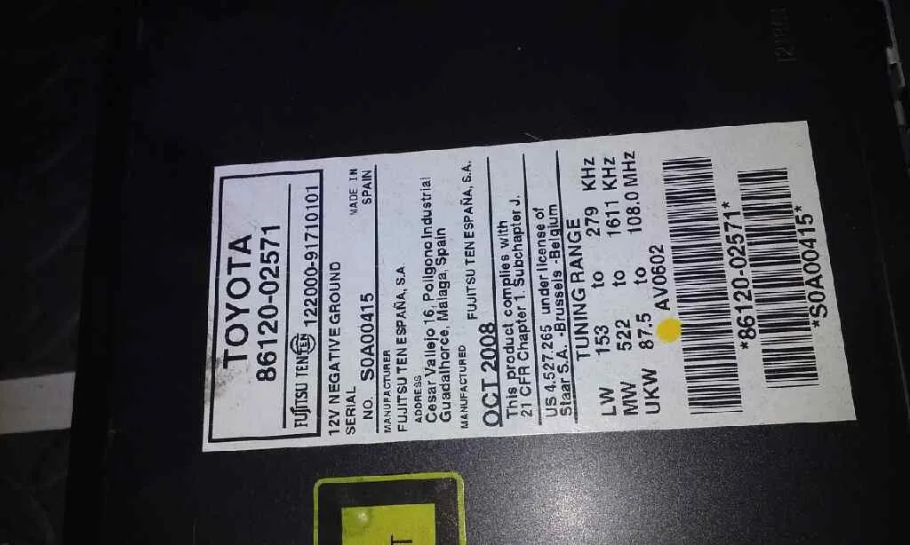 Sistema Audio / Radio Cd para Toyota Auris