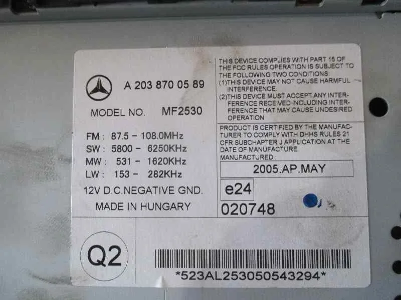 Sistema Audio / Radio Cd para Mercedes-Benz Clase C (W203) Berlina