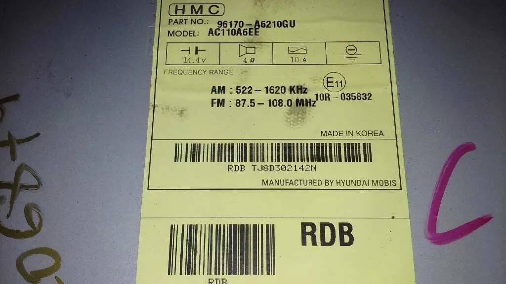 Sistema Audio / Radio Cd para Hyundai I30 (Gd)