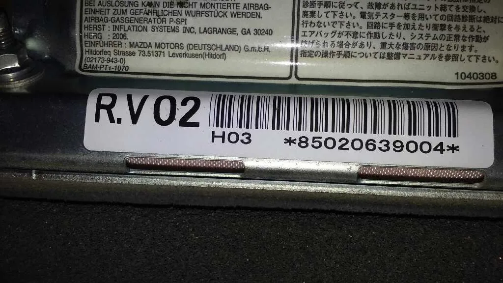 Airbag Delantero Derecho para Mazda 6 Monovolumen (Gy)