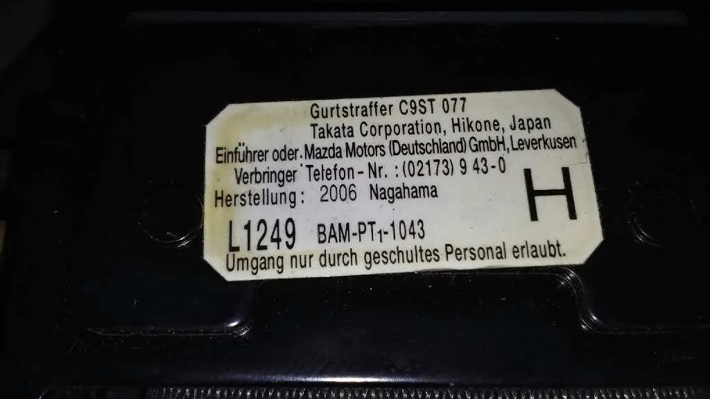 Cinturon Seguridad Delantero Izquierdo para Mazda 6 Monovolumen (Gy)