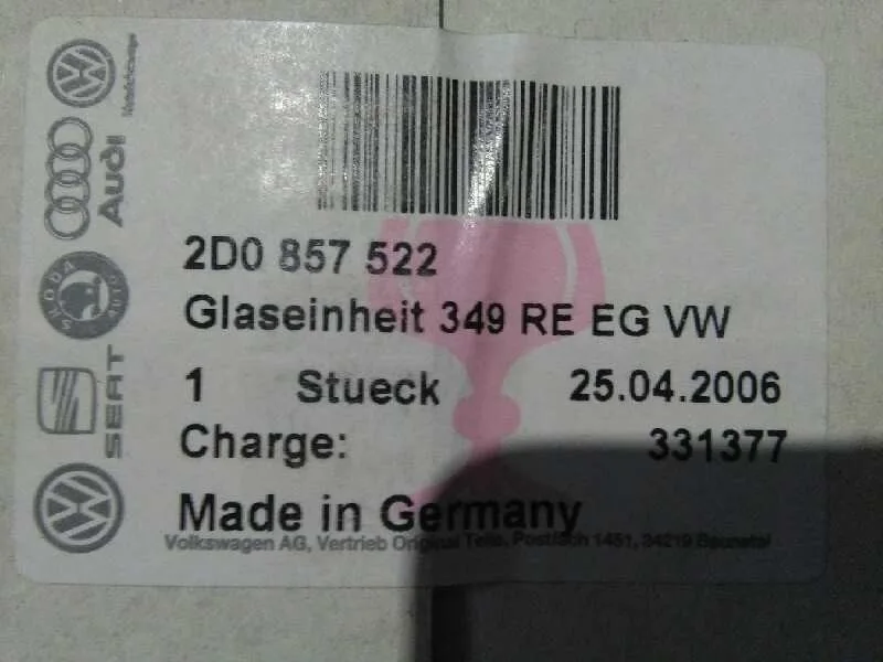 Cristal Retrovisor Derecho para Volkswagen Lt Caja Cerrada / Combi (Mod. 1997)