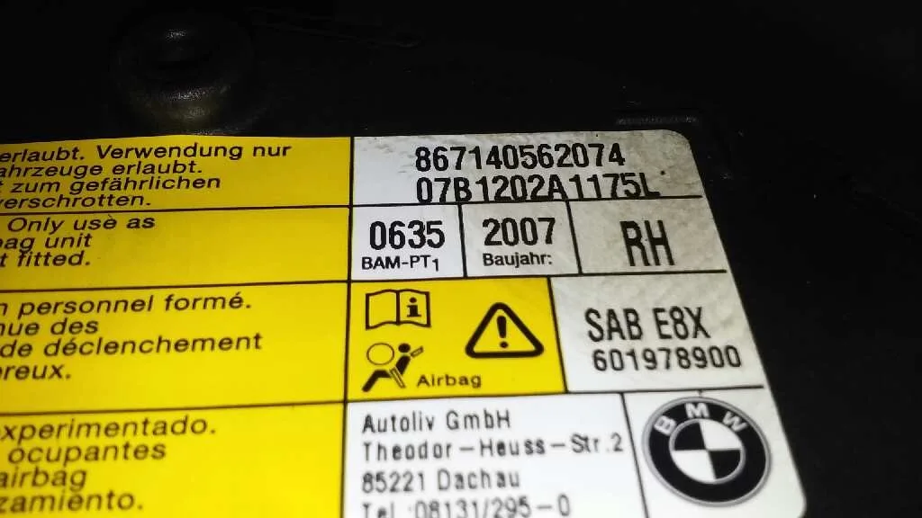 Airbag Lateral Delantero Derecho para Bmw Serie 1 Berlina (E81/E87)