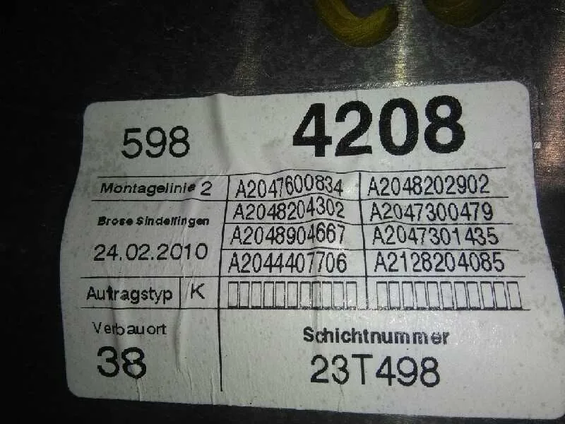 Elevalunas Trasero Derecho para Mercedes-Benz Clase C (W204) Berlina