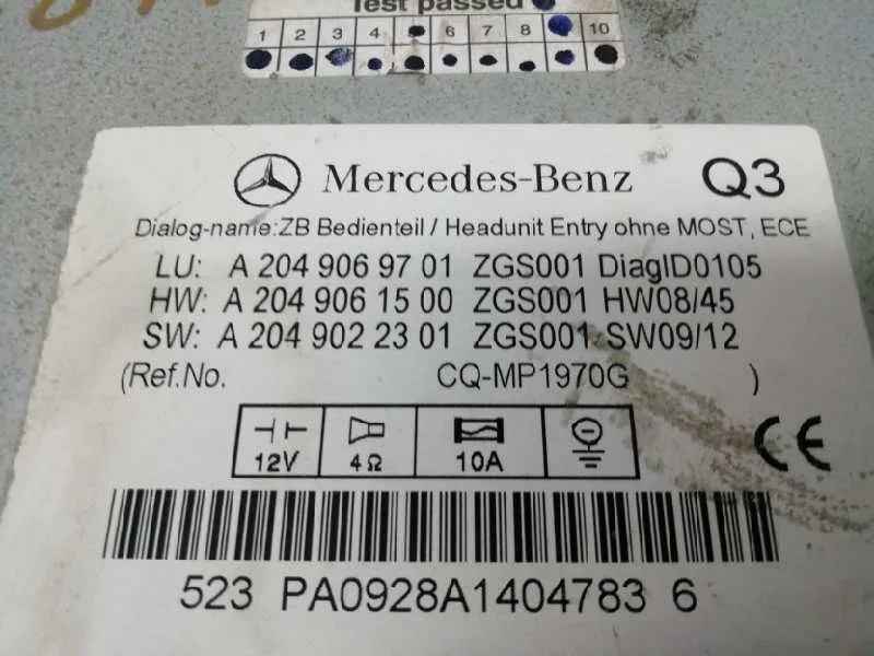 Sistema Audio / Radio Cd para Mercedes-Benz Clase C (W204) Berlina