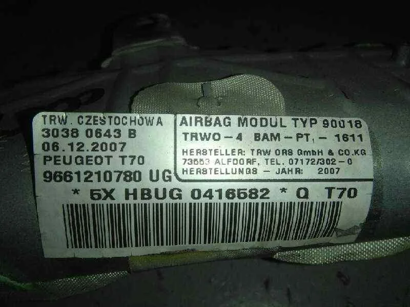Airbag Cortina Delantero Derecho para Peugeot 308