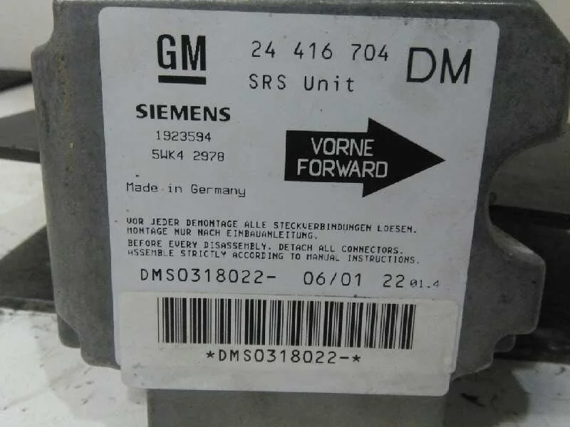 Centralita Airbag para Opel Zafira A