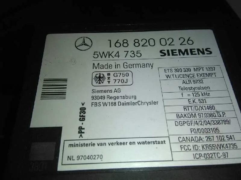 Centralita Inmovilizador para Mercedes-Benz Clase A (W168)